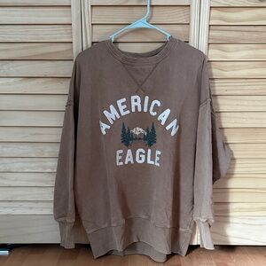 American Eagle Outfitters Tan Oversized Crewneck Sweater